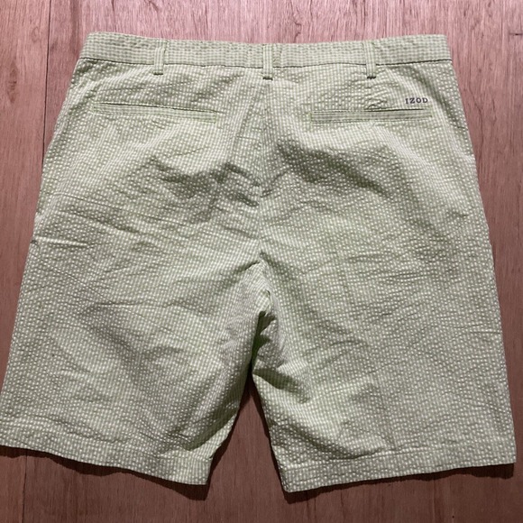 Izod Golf Shorts Straight Fit Tag 38 Measure Green White Gingham‎ Check - Picture 4 of 6